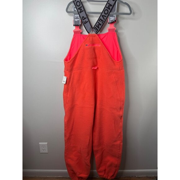 Free People Hit the Slopes Ski Salopette Fleece Slouchy Bib Large L Orange NWT - Picture 3 of 5